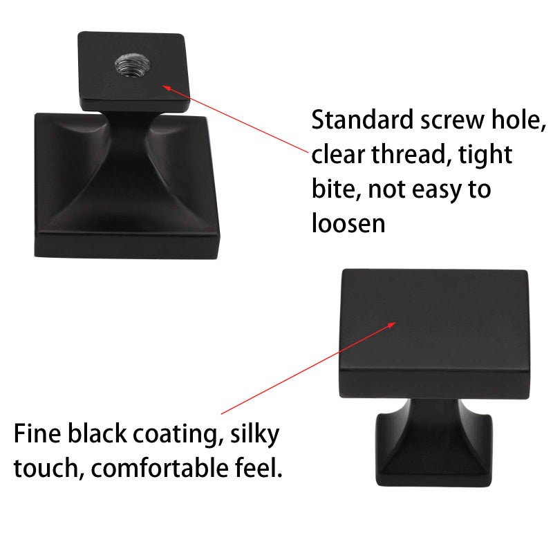 homdiy 10 Pack Black Cabinet Knobs Square Dresser Drawer Knobs - Matte Black Cabinet Knobs Kitchen Cabinet Hardware - Image 5